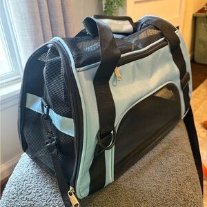 Black and Light Blue Pet Carrier